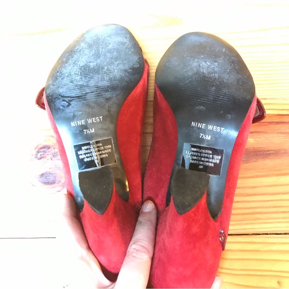 Nine West Red Suede Buckle Sling Back Heels, EUC, 7.5 - Picture 10 of 11